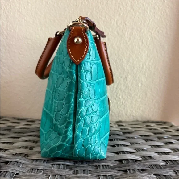 **SOLD** Dooney & Bourke Mini Turquoise Croco Embossed Satchel Bag - Picture 8 of 17